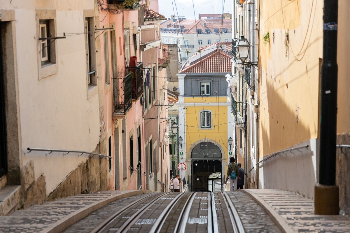 Rails du funiculaire de Bica, à Lisbonne