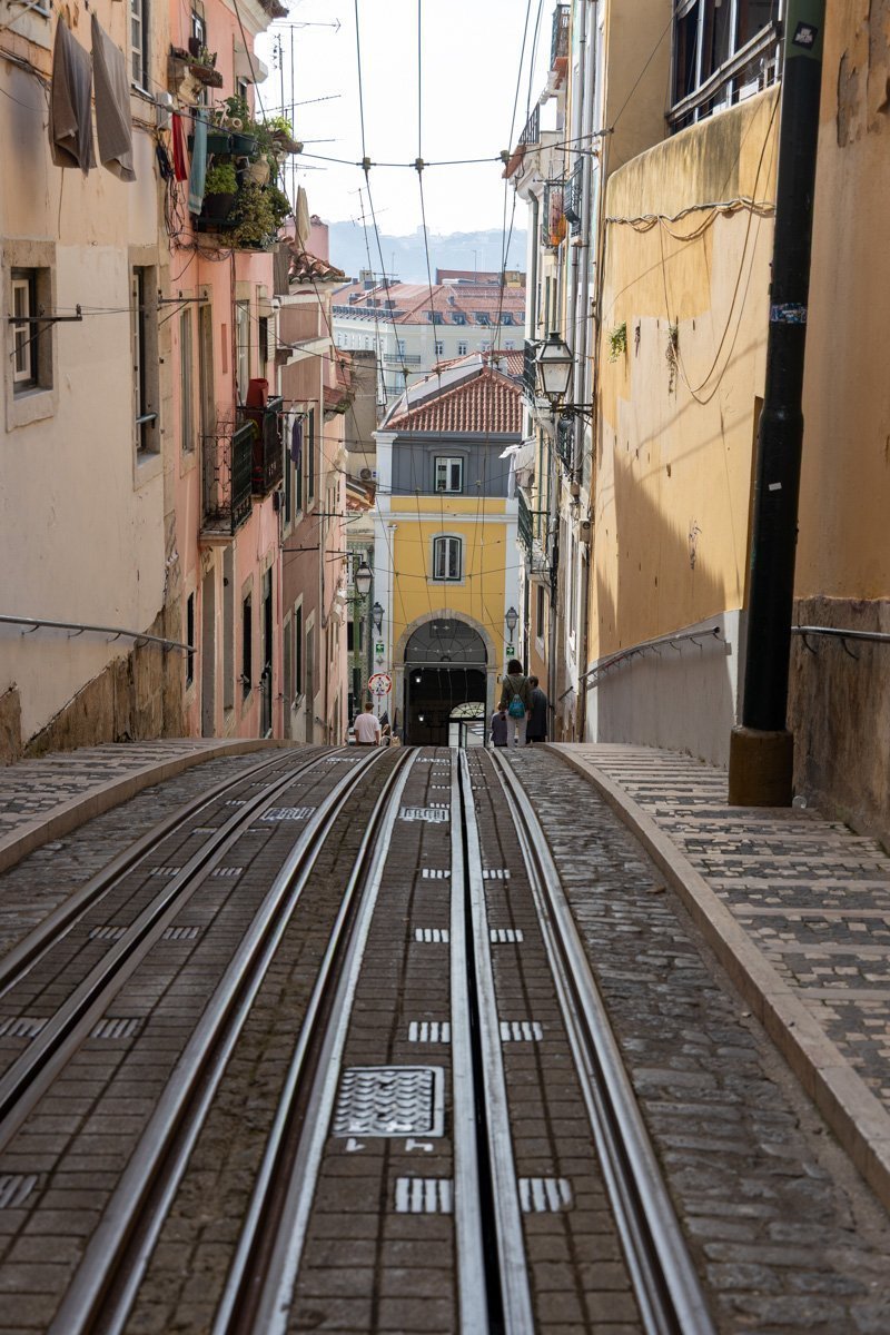 Rails du funiculaire de Lisbonne