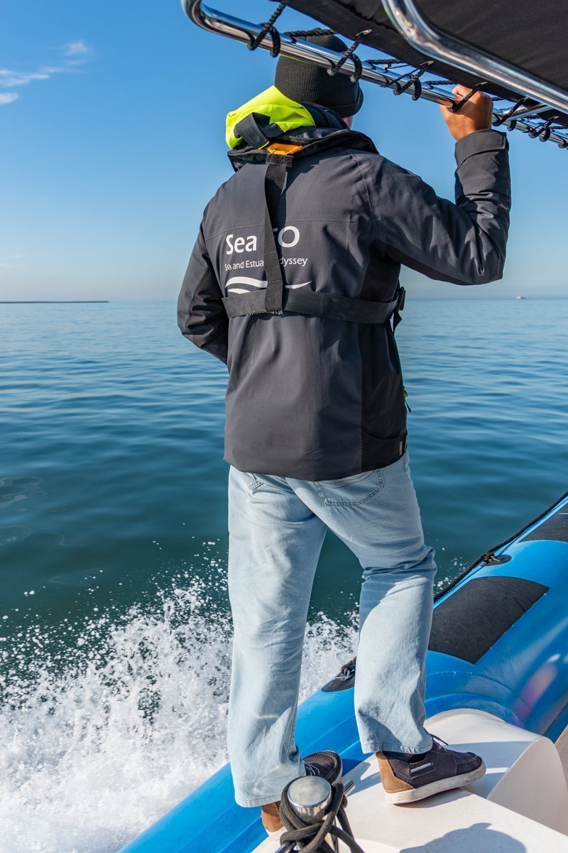 Homme à la recherche de dauphins