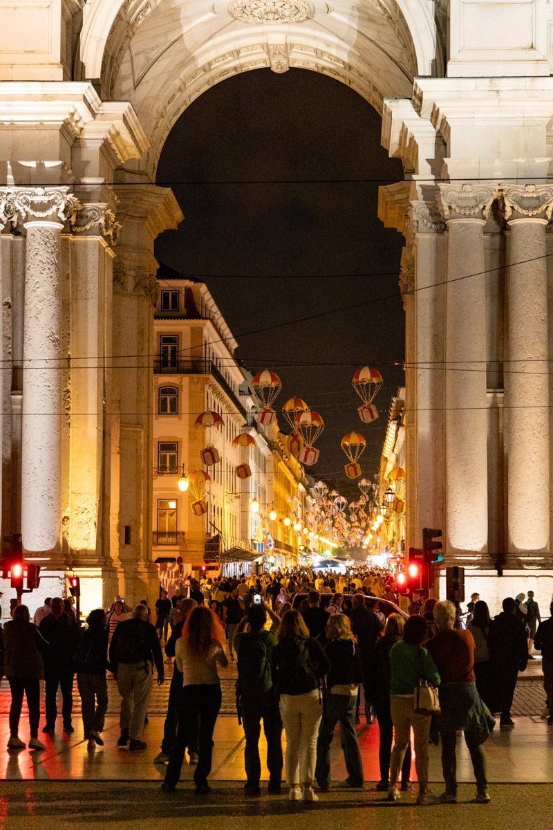 L'arc le soir pendant la période de Noël