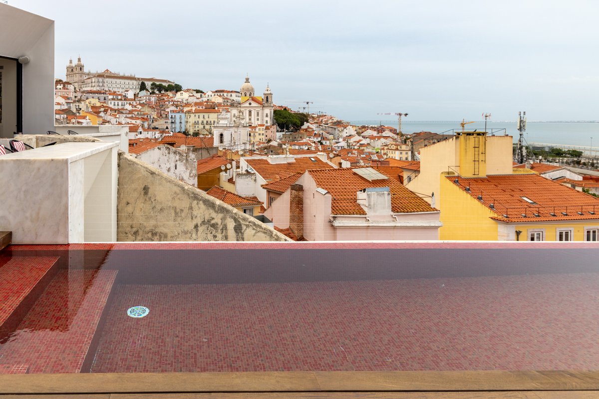 Piscine avec vue en arrière plan